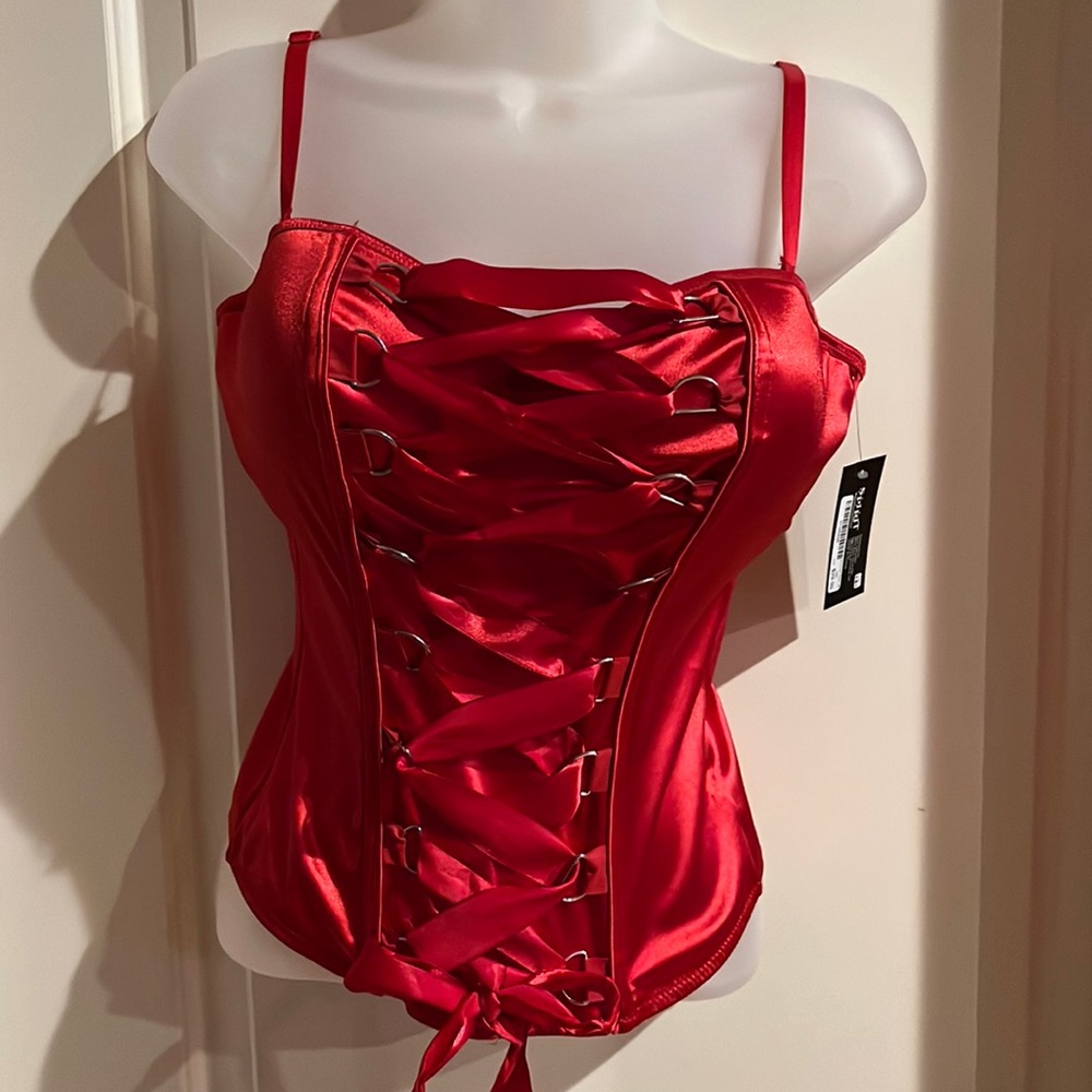❤️BNWT BRIGHT RED HALLOWEEN adjustable bustier SPIRIT HALLOWEEN